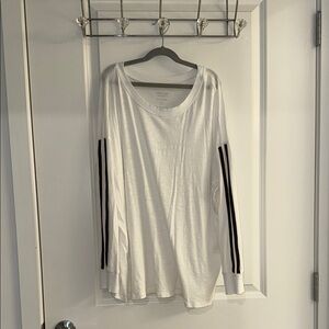White Long Sleeve Top with Black Stripes